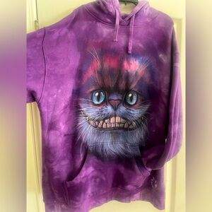 The Mountain Big Face Cheshire Cat Tie Dye Purple Hoodie